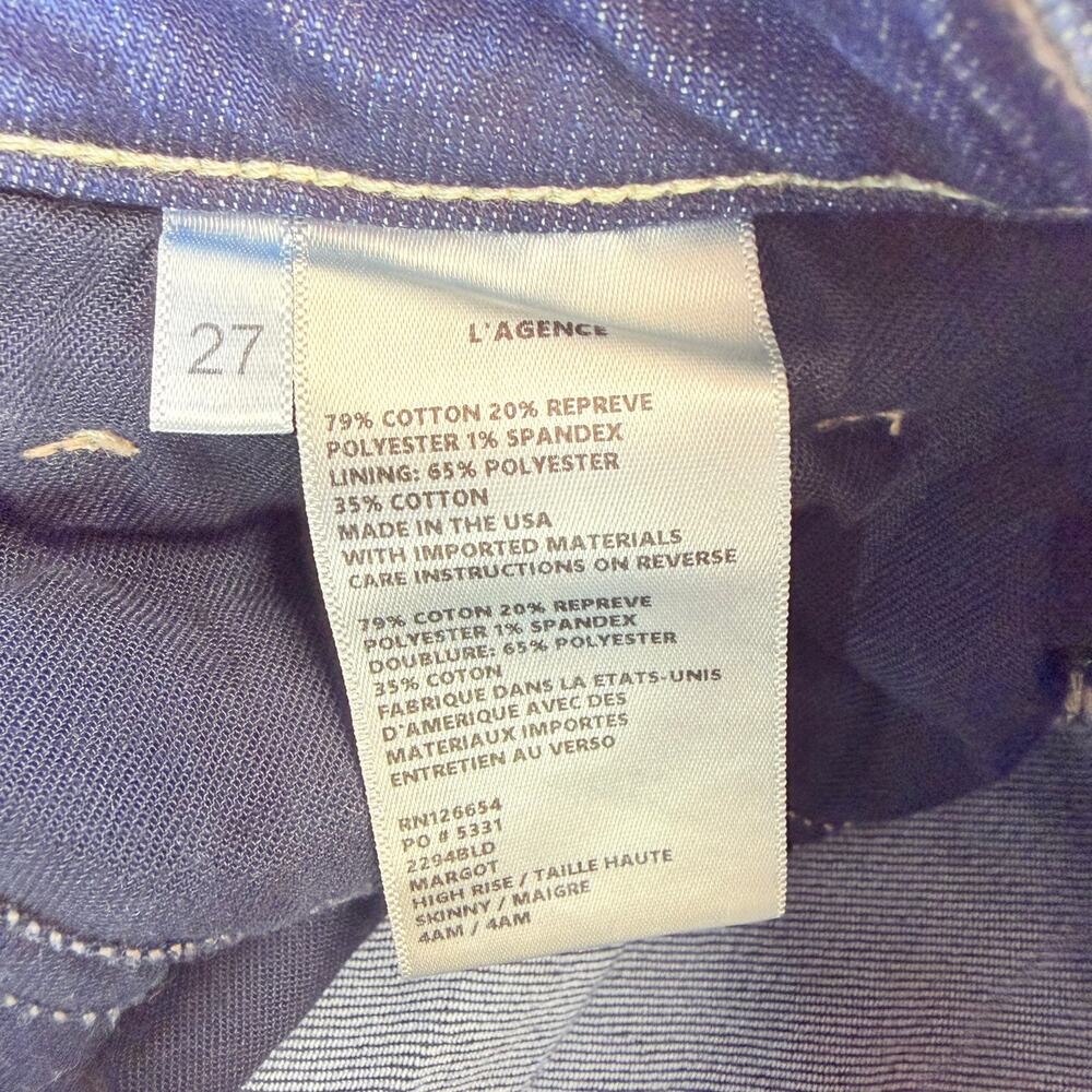 L'Agence Women's Jeans Size 27 Margot High‎ Rise Skinny Blue Denim - Picture 6 of 11